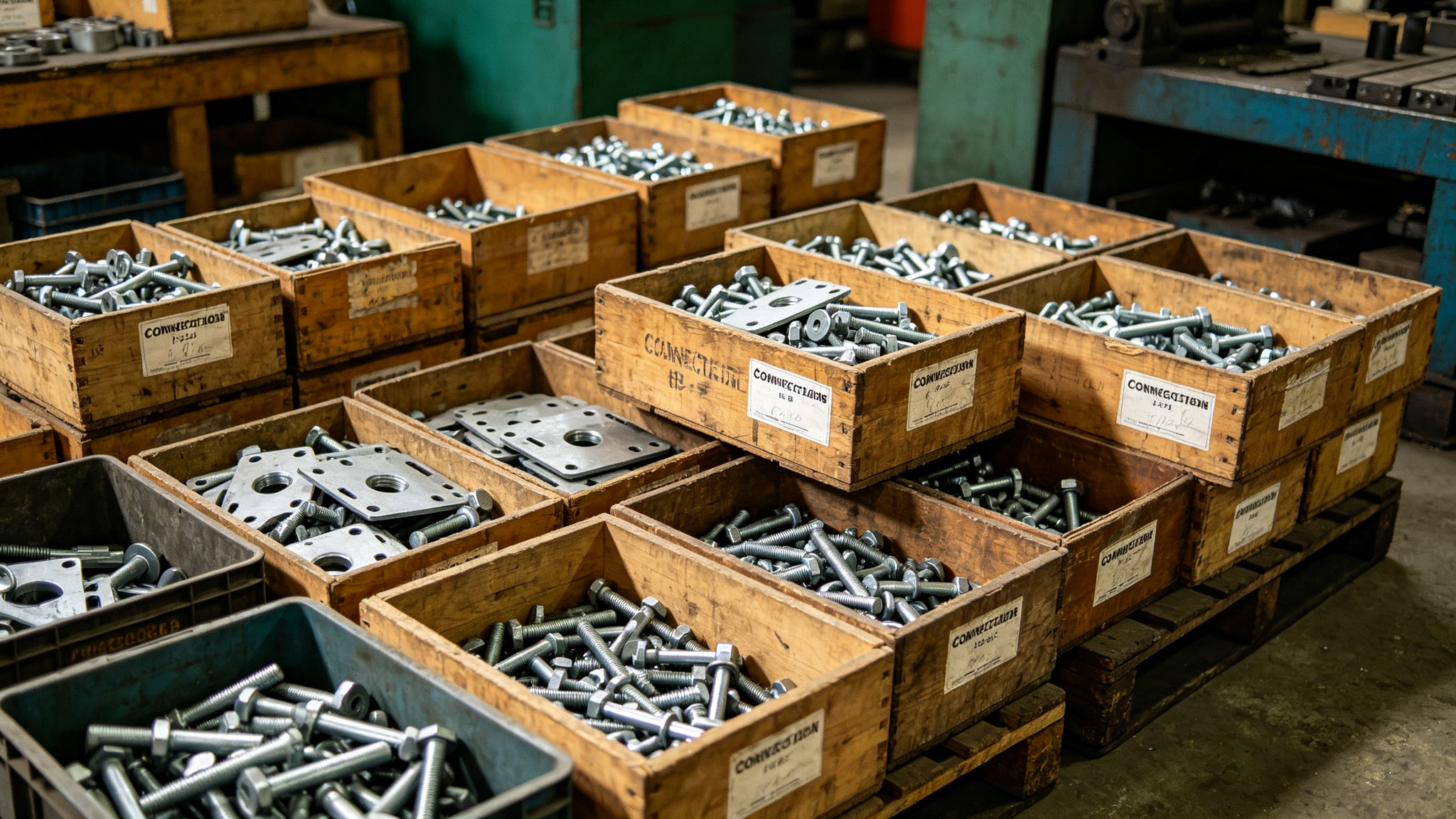 Labelled boxes of bolted connection components