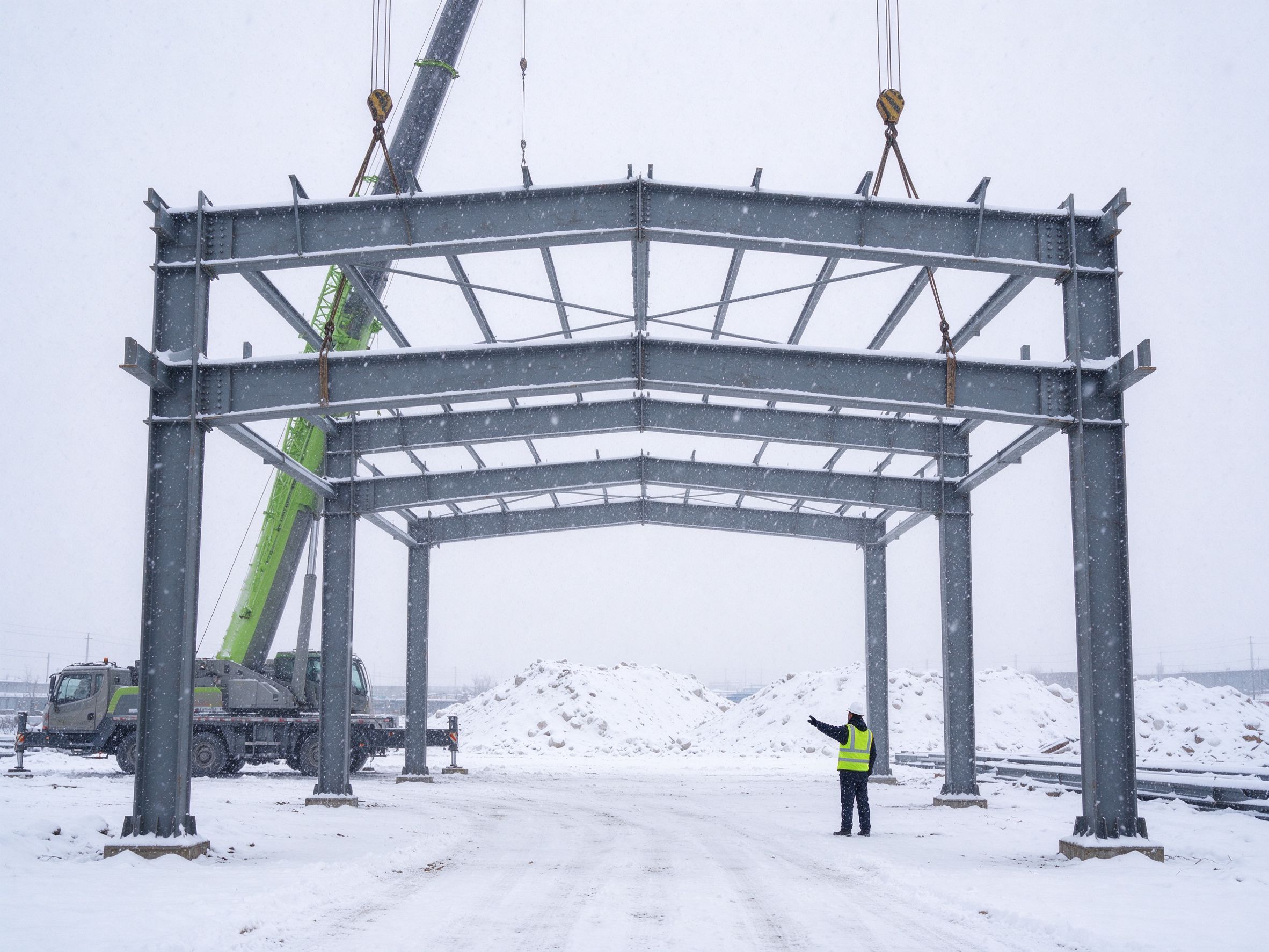 Structural members under heavy snow (illustrative concept image)