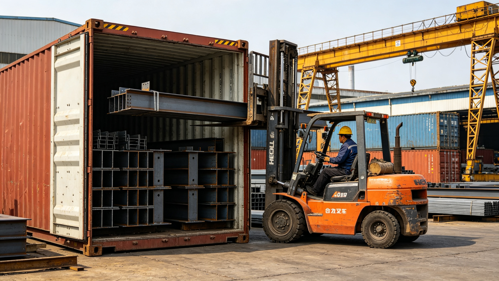 Steel structure container loading