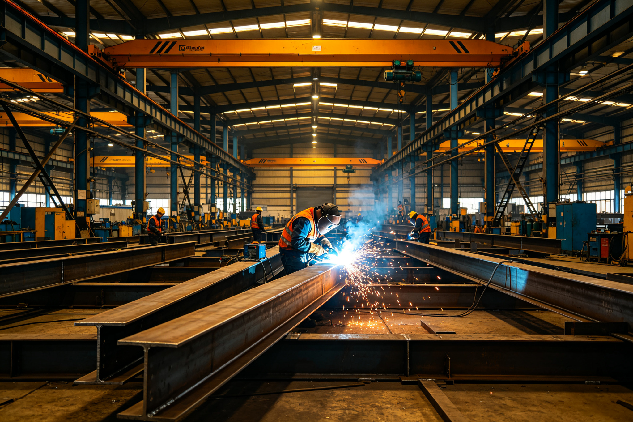 Steel structure welding quality control in modern factory