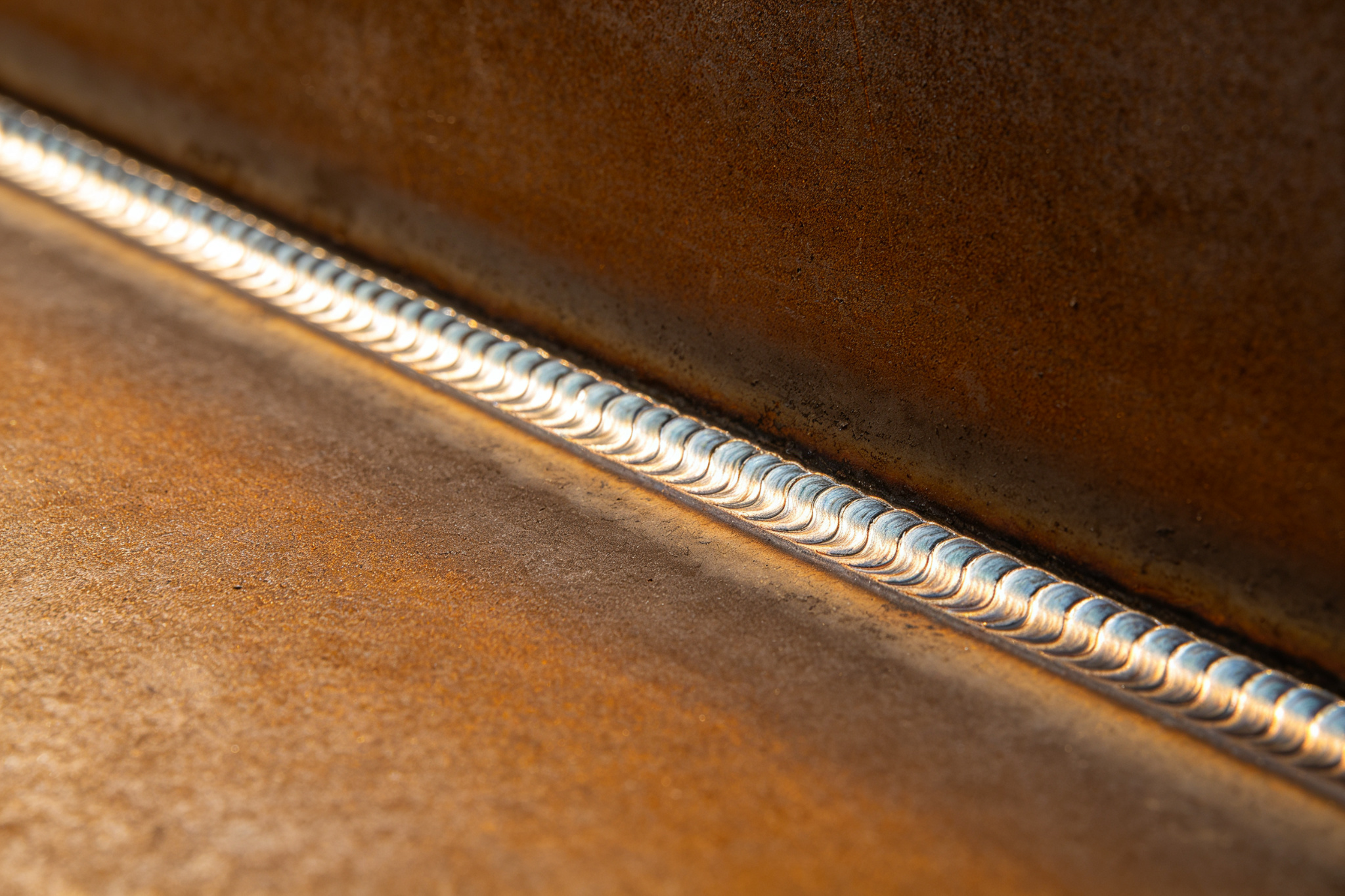 Macro close-up of high quality steel weld bead
