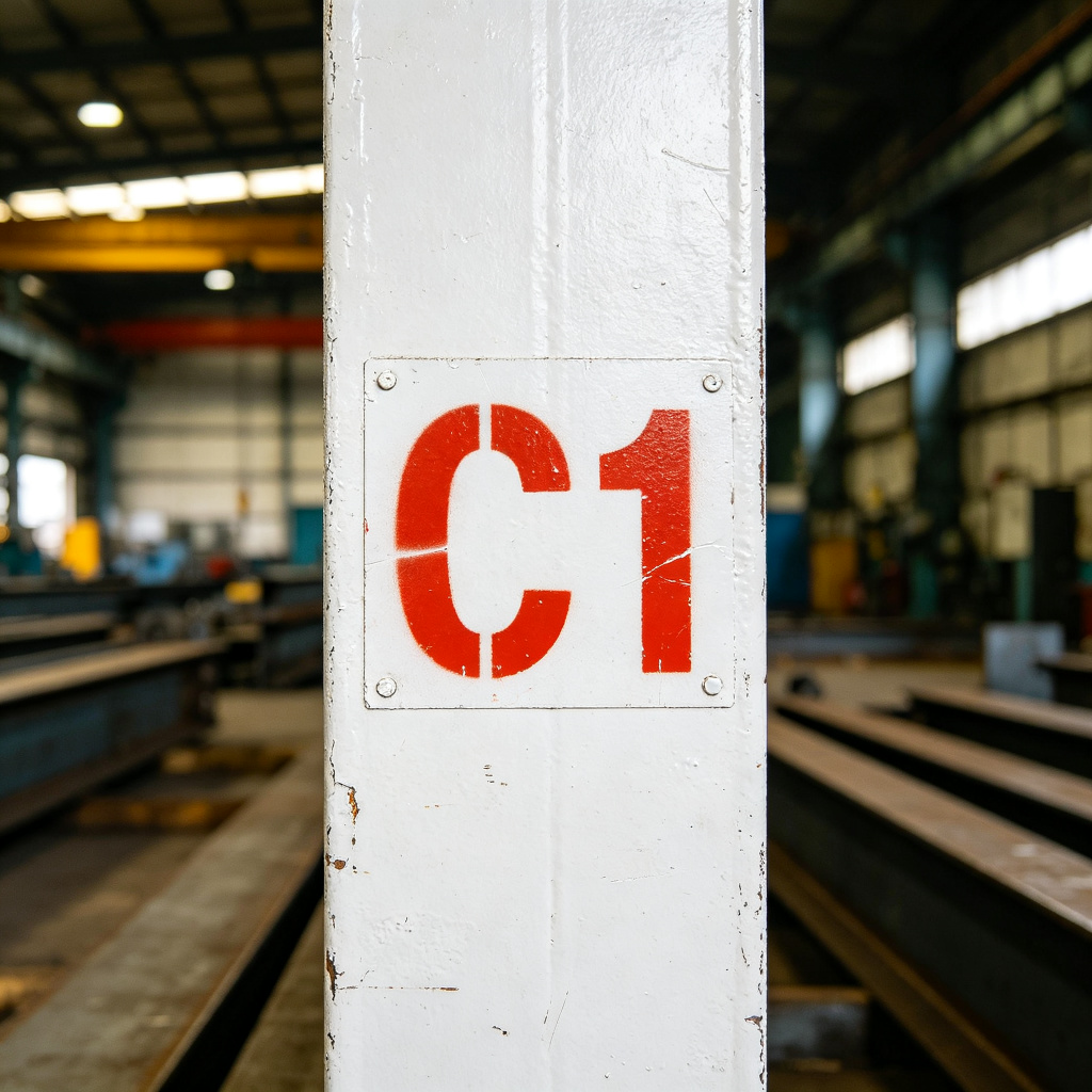 Steel component identification marking at the workshop