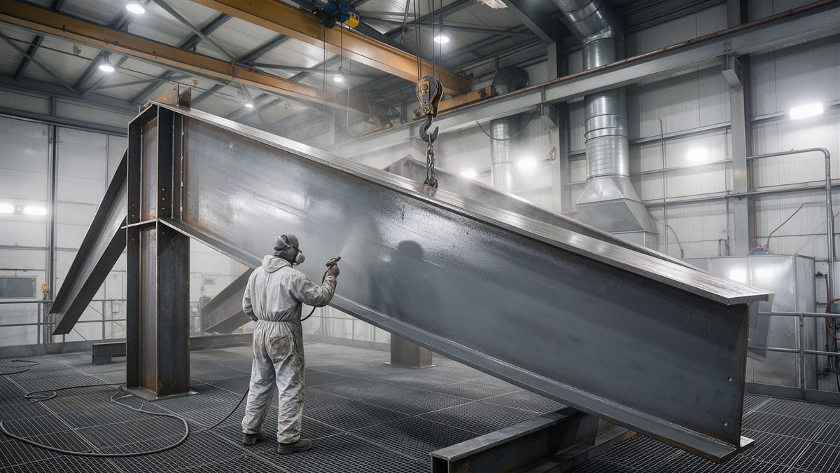 Anti-corrosion spray coating of steel members