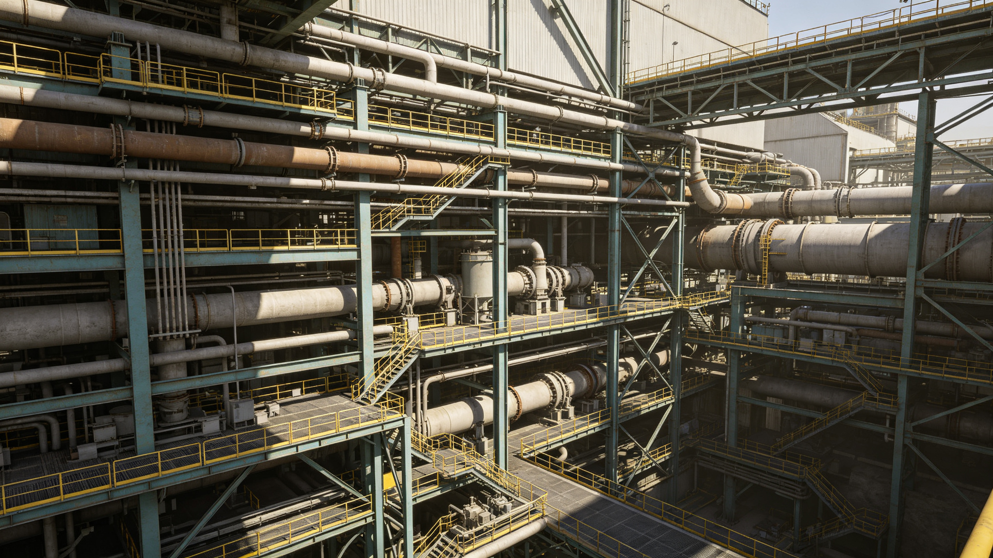 Pipe rack steel structure for industrial plant
