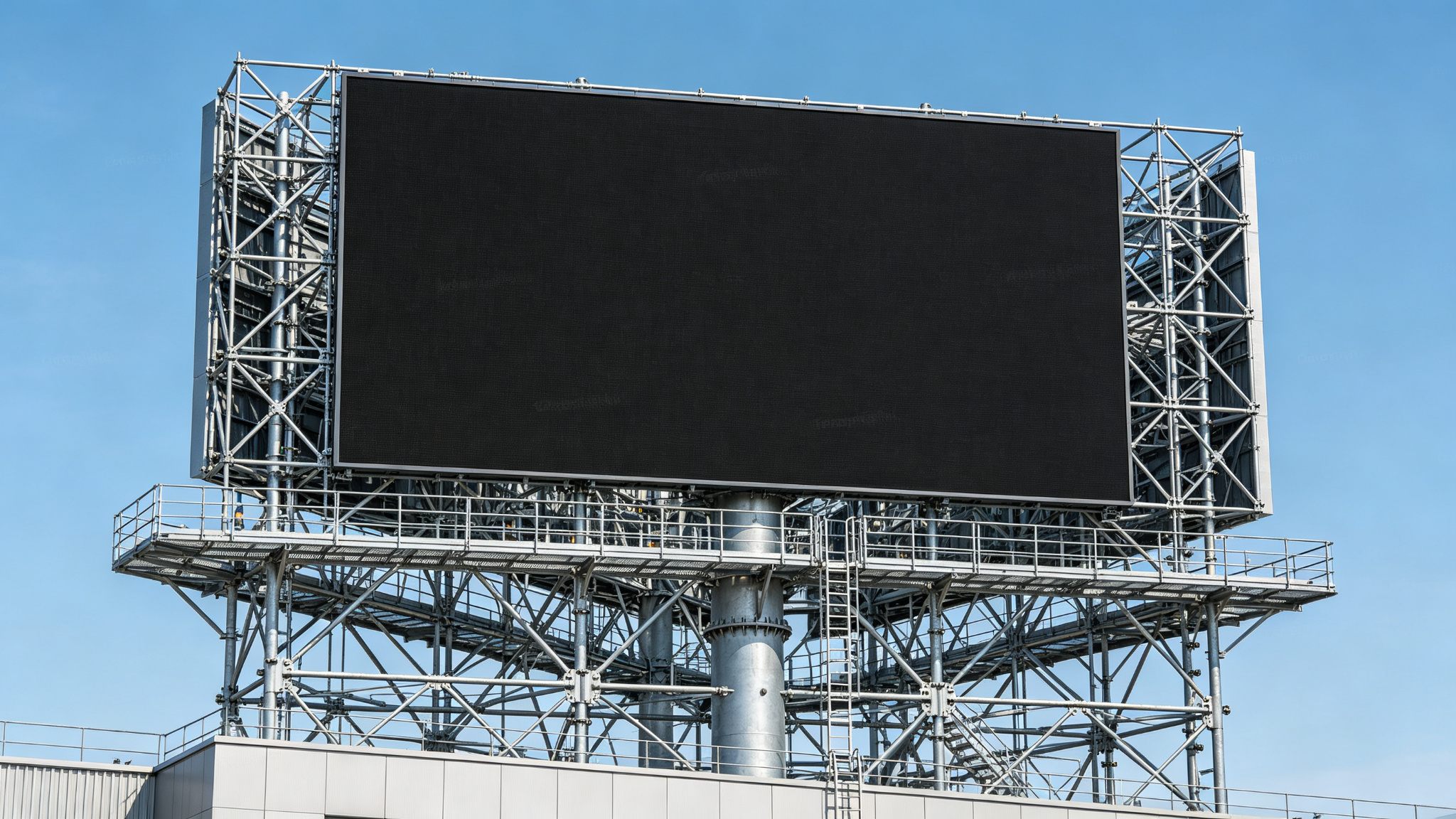 Hot-dip galvanized steel truss backing frame for a large outdoor LED screen