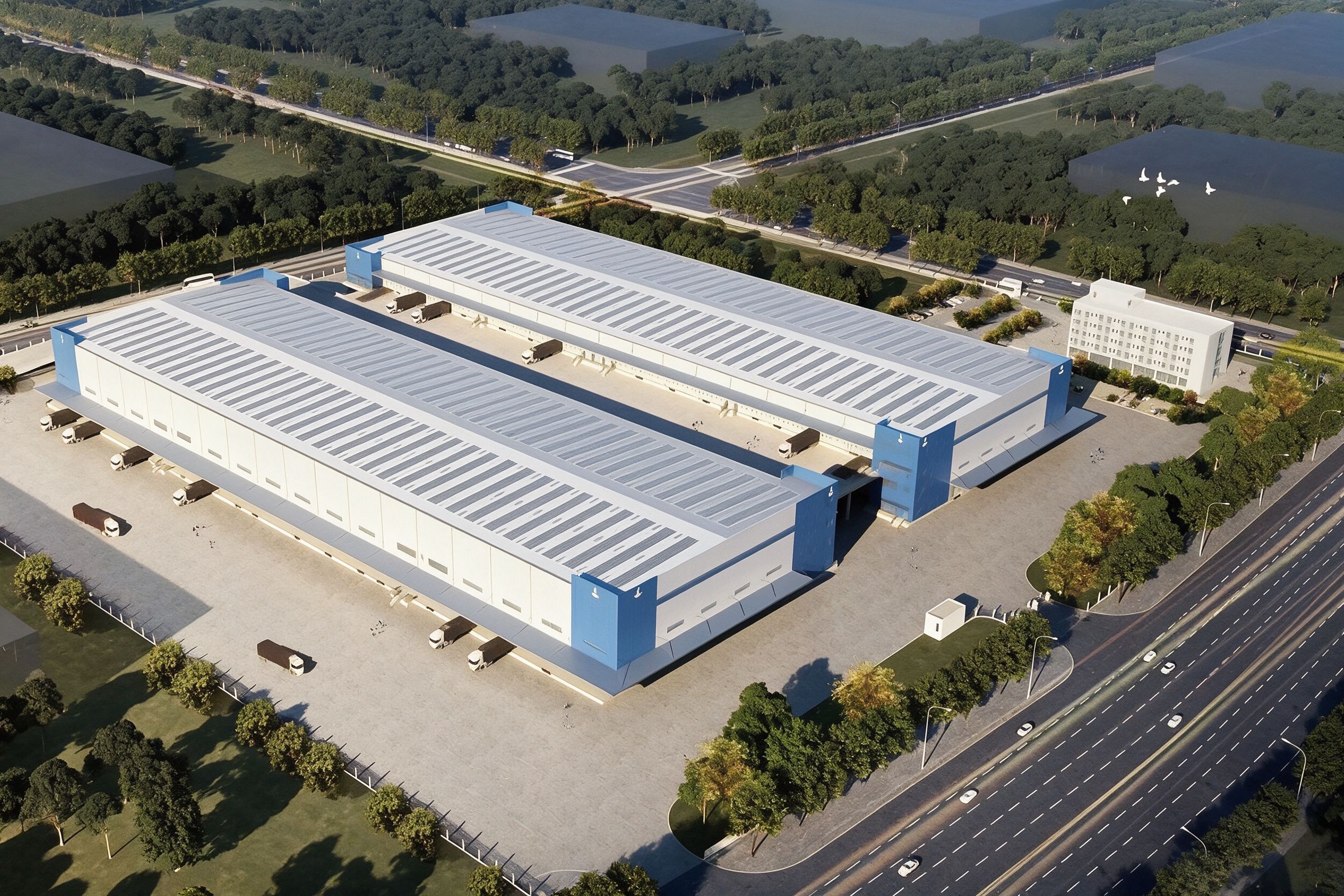 Steel frame structure of a logistics warehouse project